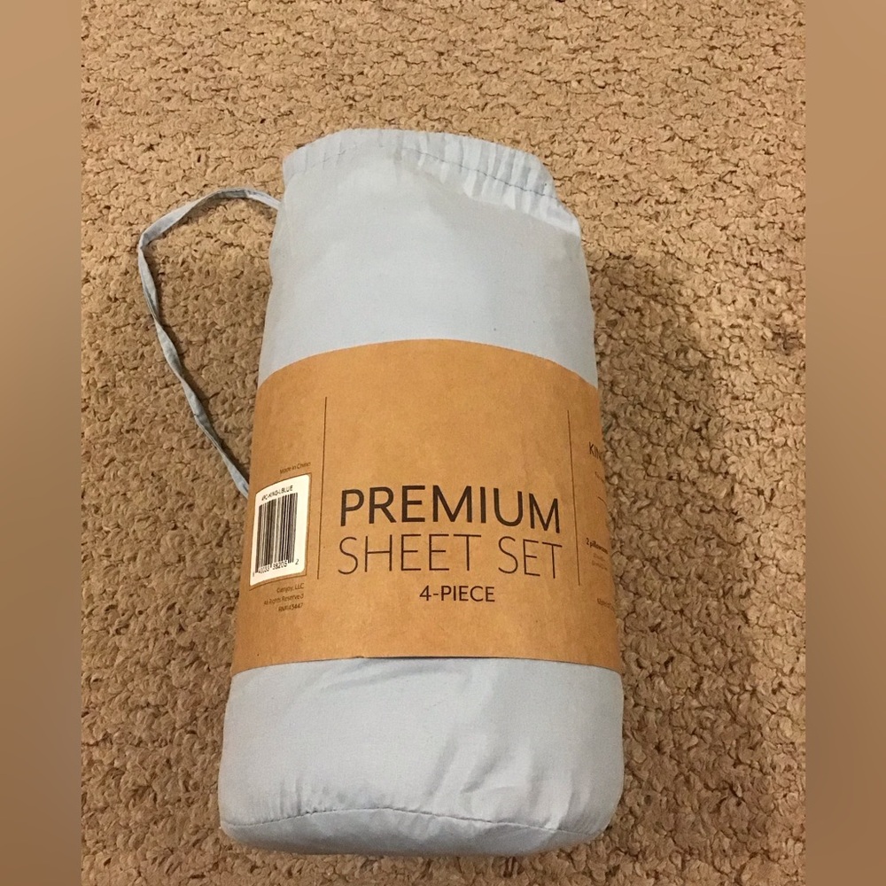 KING SIZE 4 PC PREMIUM SHEET SET BEDDING BLUE NWT MICROFIBER